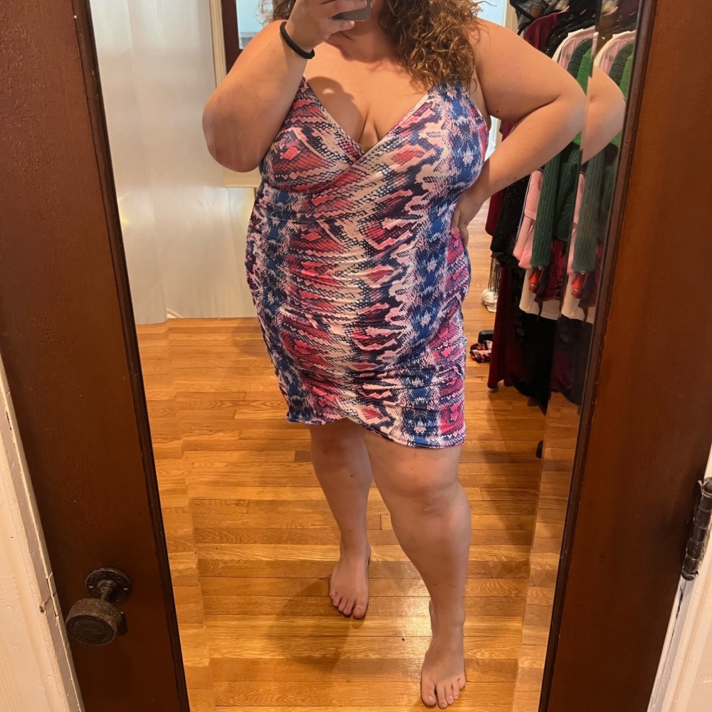 Snake print mini wrap dress